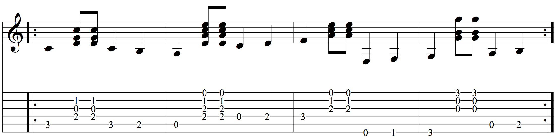 Building pick-hand accuracy with by adding melodic bass sequences to connect chords.
